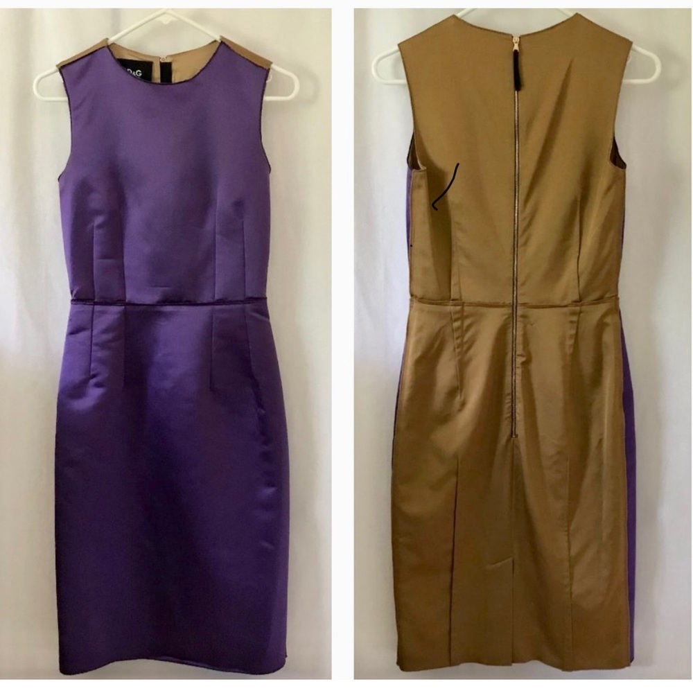 D&G Dolce & Gabbana Purple & Tan Dress